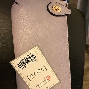 Lavender peta ok vegan leather wristlet/crossbody